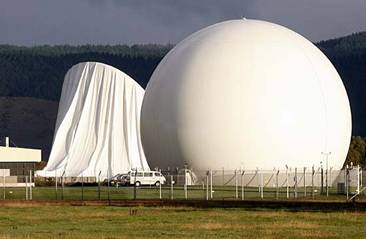 The Waihopai satellite spy station near Blenheim, New Zealand.